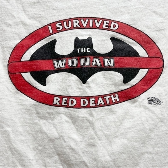 Vintage I SURVIVED THE WUHAN RED DEATH Chris Plante Show Swag Tee USA Size S - Picture 2 of 6